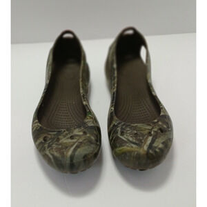 Crocs Kadee Realtree Ballet Flats Women Size 7 Slip On Sandals Green Camo Shoes